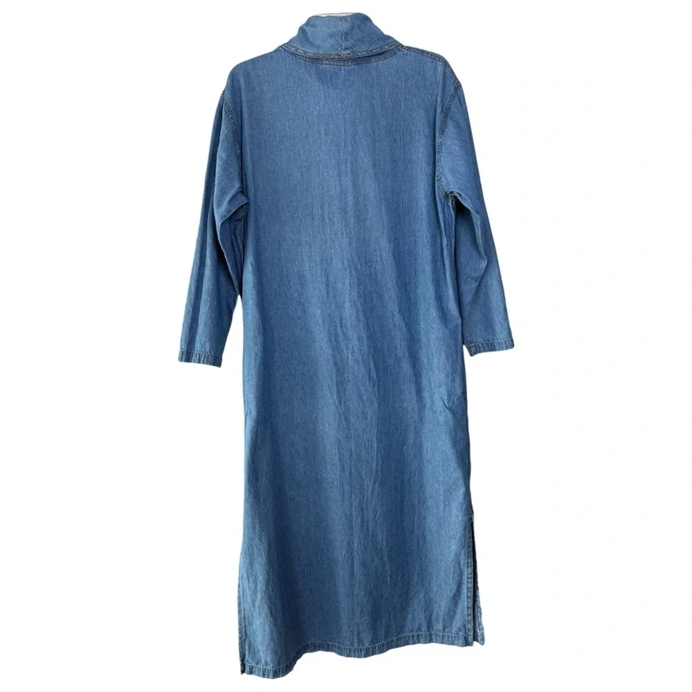Vintage 90s Denim Maxi Dress Size Small Long Sleeve Coldwater Creek - Picture 3 of 10